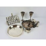 A small silver tray, Mappin & Webb, Sheffield, 1899, together with two silver goblets, a plated