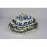 A Goodwin, Bridgewood and Orton peartware blue and white transfer ware large tureen and ashet, circa