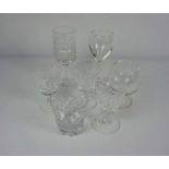A quantity of assorted wine glasses, including, six tall wine glasses, two brandy glasses, and three