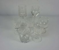 A quantity of assorted wine glasses, including, six tall wine glasses, two brandy glasses, and three