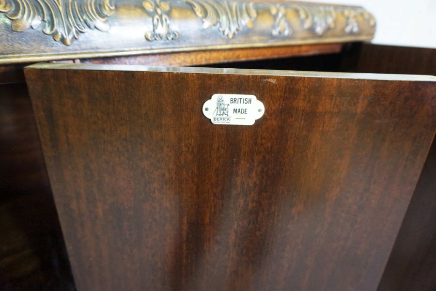 A George II style walnut veneered side cabinet, 20th century reproduction, the moulded top with - Image 2 of 8