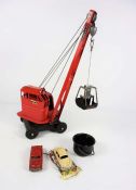 A Tri-ang tinplate ‘Jones KL44 Crane’, a scale model, including the large capacity bucket, two