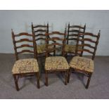 A set of Lancashire style beech framed dining chairs, by ‘Younger furniture’, with curved and