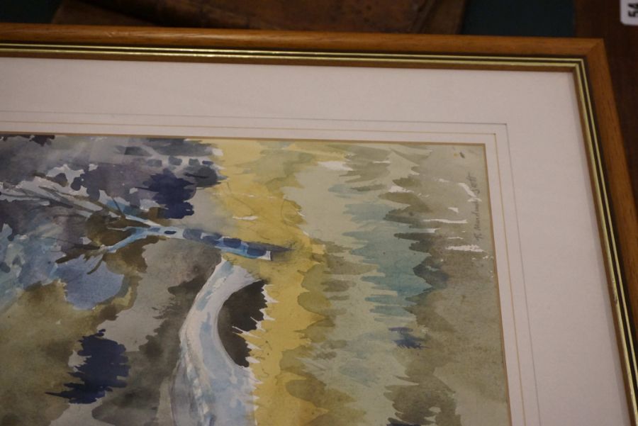 Robert Macdonald Scott, Scottish (1914 - 1996) Bridge over the Tweed watercolour, signed LR min - Image 14 of 15