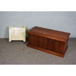 A pine blanket chest, 100cm wide, together with a small bathroom wall cabinet (2)