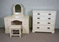 An Edwardian painted chest of drawers, early 20th century, with two short and three long drawers,