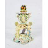 A Meissen vase cover and stand, with three putti supporters, 19th century, probably ‘outside factory