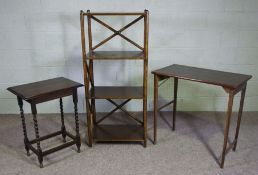 A modern four tier whatnot together with two small occasional tables (3), whatnot 138cm high, 62cm