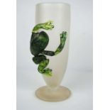 A British Studio Glass Vase With a Frog, by Iestyn Davies, circa 2005, Blowzone, the frosted vase of