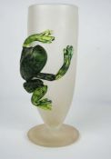 A British Studio Glass Vase With a Frog, by Iestyn Davies, circa 2005, Blowzone, the frosted vase of
