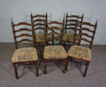 A set of Lancashire style beech framed dining chairs, by ‘Younger furniture’, with curved and
