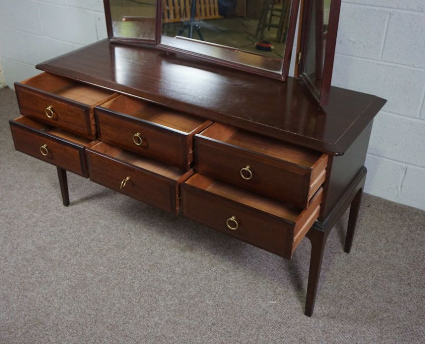A dressing table, late 20th century, with triple mirror over six drawers, 128cm high, 130cm wide - Image 3 of 5