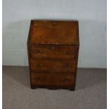 A small George III style mahogany bureau, late 19th century, with fall front and fitted interior