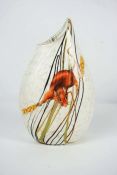 An Okra Studio Glass Vase, decorated with a Harvest Mouse, by Terri Colledge, circa 2008, of ovoid
