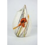 An Okra Studio Glass Vase, decorated with a Harvest Mouse, by Terri Colledge, circa 2008, of ovoid