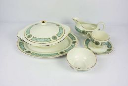 A Ridgeway china part dinner service, Palazzo pattern, including soup bowls, gravy boat, assorted