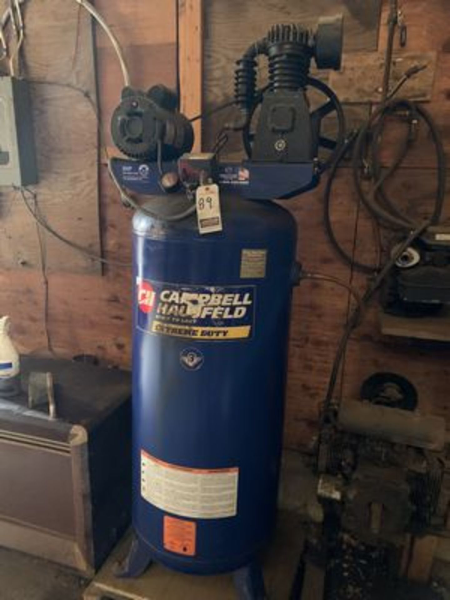 CAMPBELL HAUSFELD VERT. AIR COMPRESSOR, 6 H.P., 3 PH.