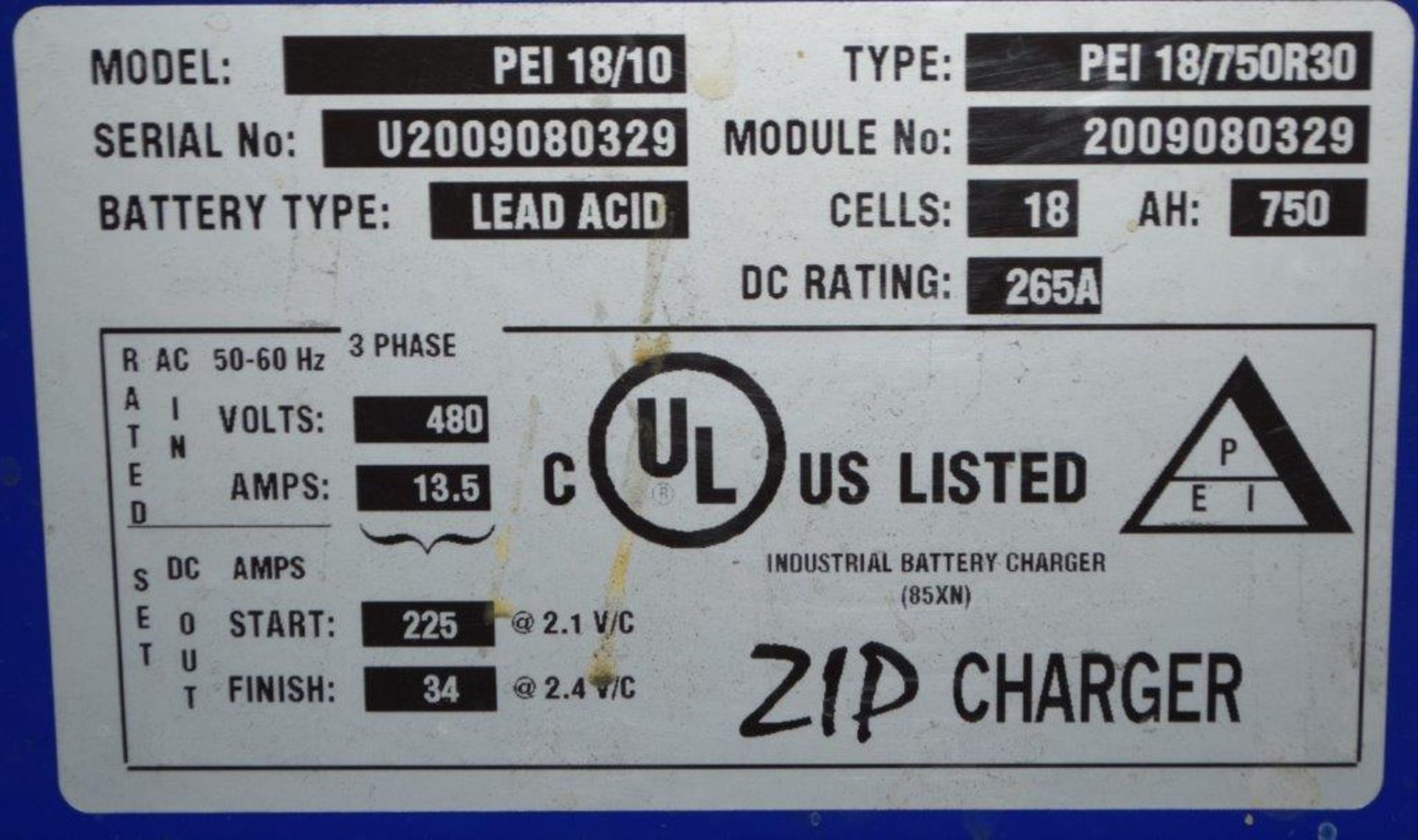 (1) Stanbury Electrical Engineering 36 Volt Battery Charger, Model PEI 18/10, Type PEI 18/750R30, Se - Image 3 of 3