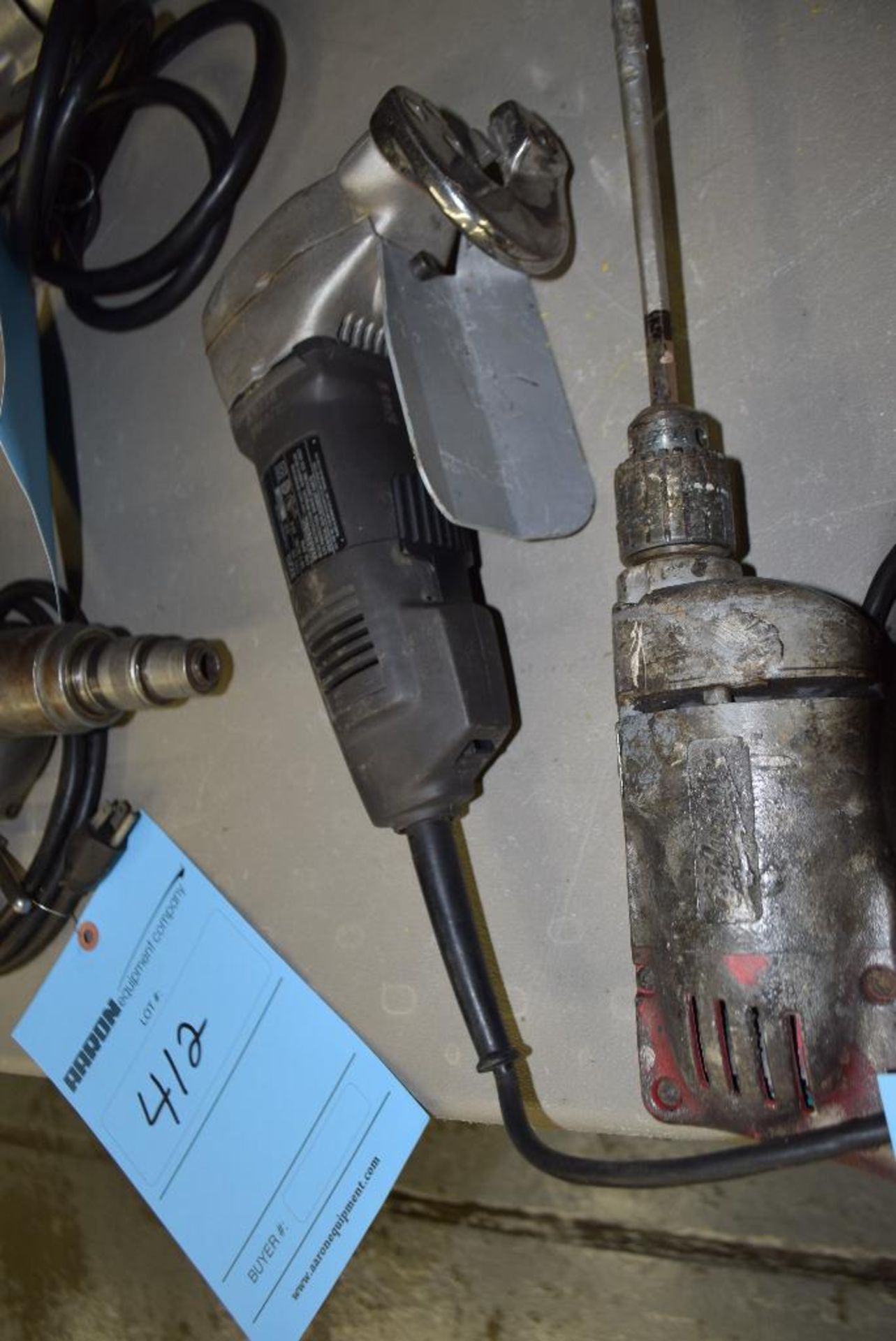 Lot of (1) Milwaukee drill with mixing attachment, (1) Black & Decker 3225 14 gauge hand shear. - Image 2 of 4