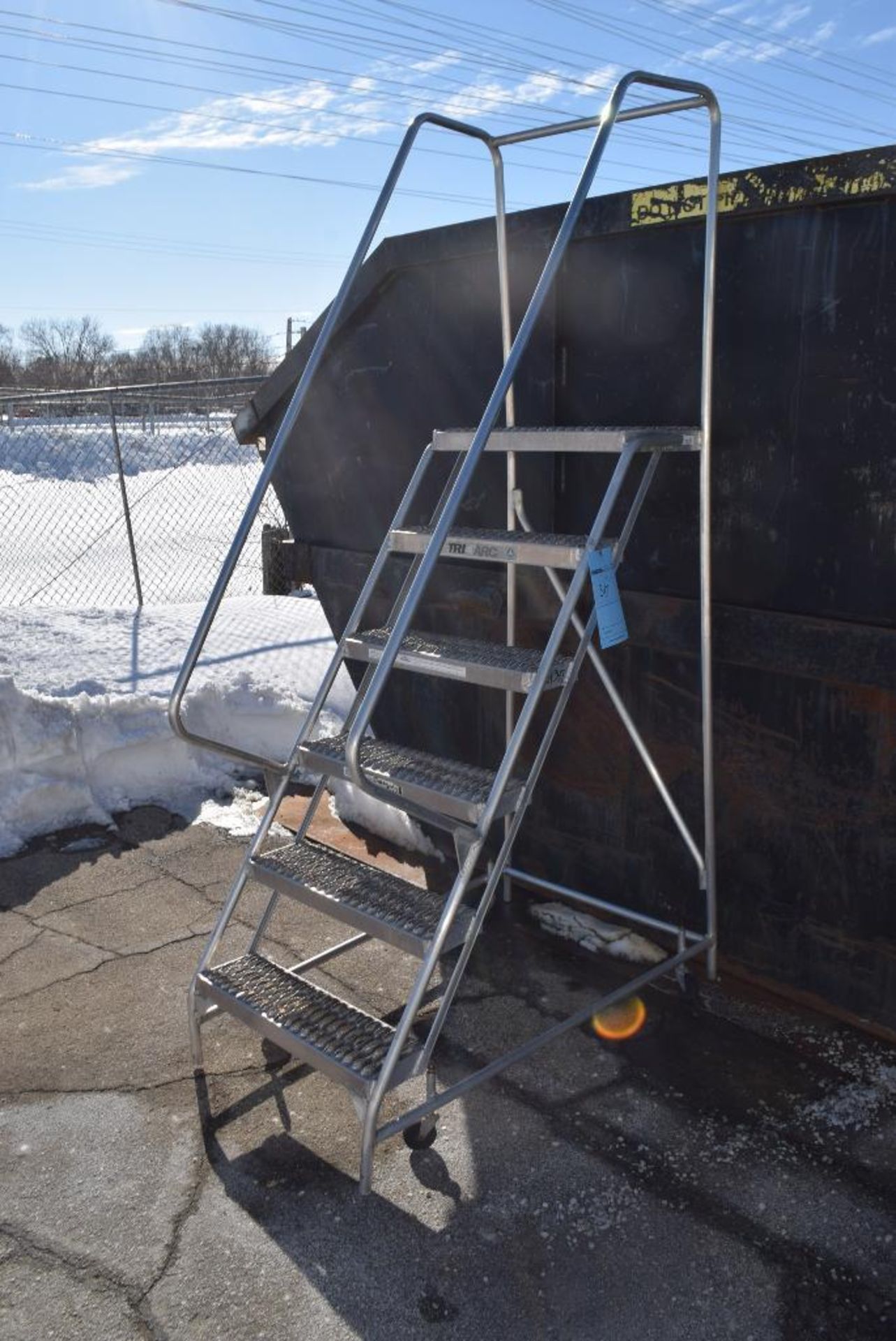 Lot of (2) Tri-Arc aluminum ladders. (1) Rolling approximate 6' tall, (1) stationary approximate 5' - Image 7 of 7