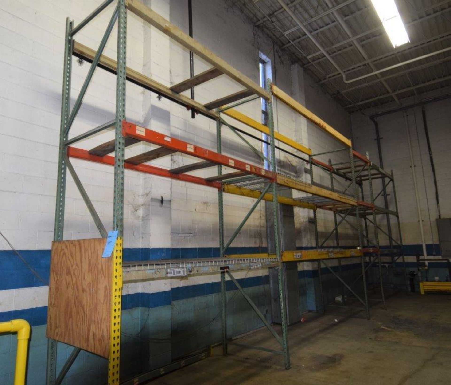 Lot Of 42" Deep Teardrop Pallet Racking Consisting Of: (8) 14' tall uprights, (5) 155" wide, (6) 106