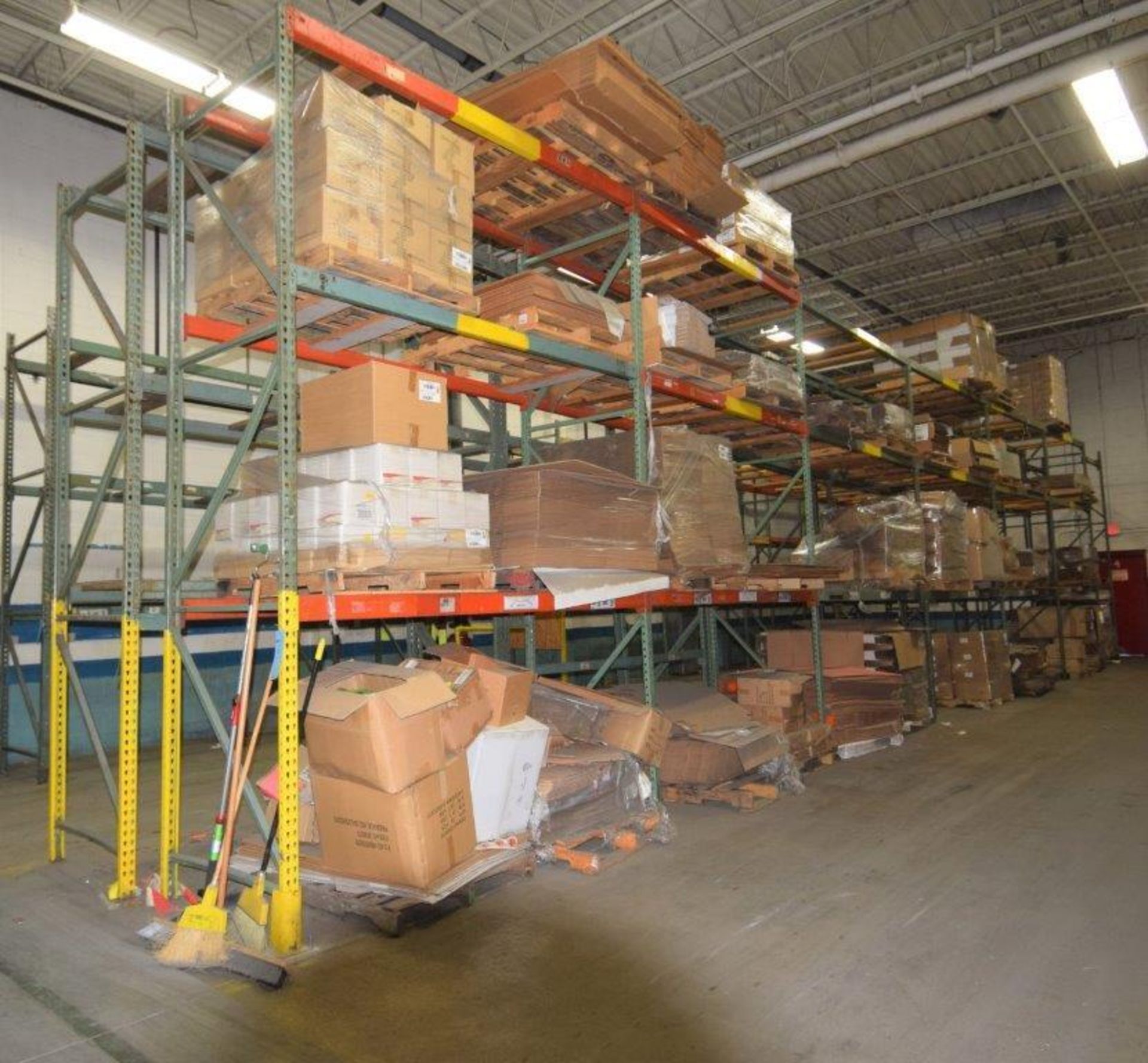 Lot Of 42" Deep Teardrop Pallet Racking Consisting Of: (14) 14' tall, (2) 162" tall uprights, (72) 1