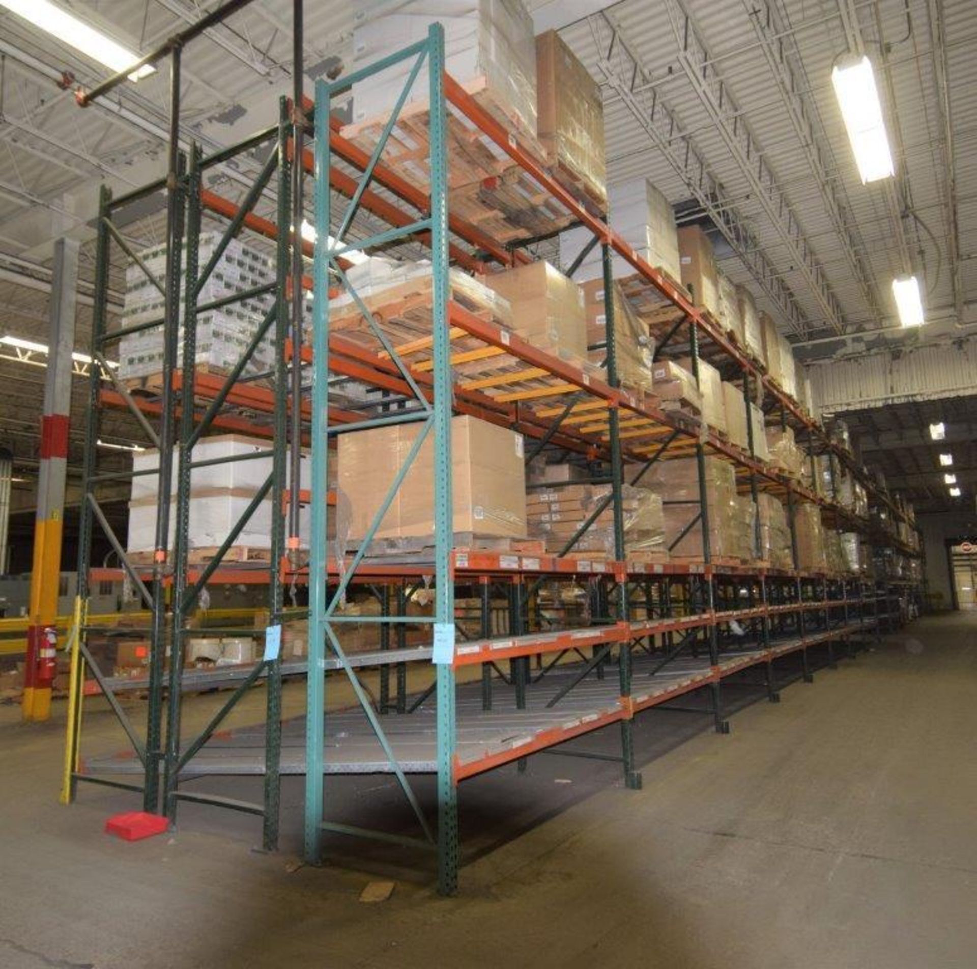 Lot Of 42" Deep Teardrop Pallet Racking Consisting Of: (51) 17' tall uprights, (164) 156" wide, (140 - Image 3 of 12