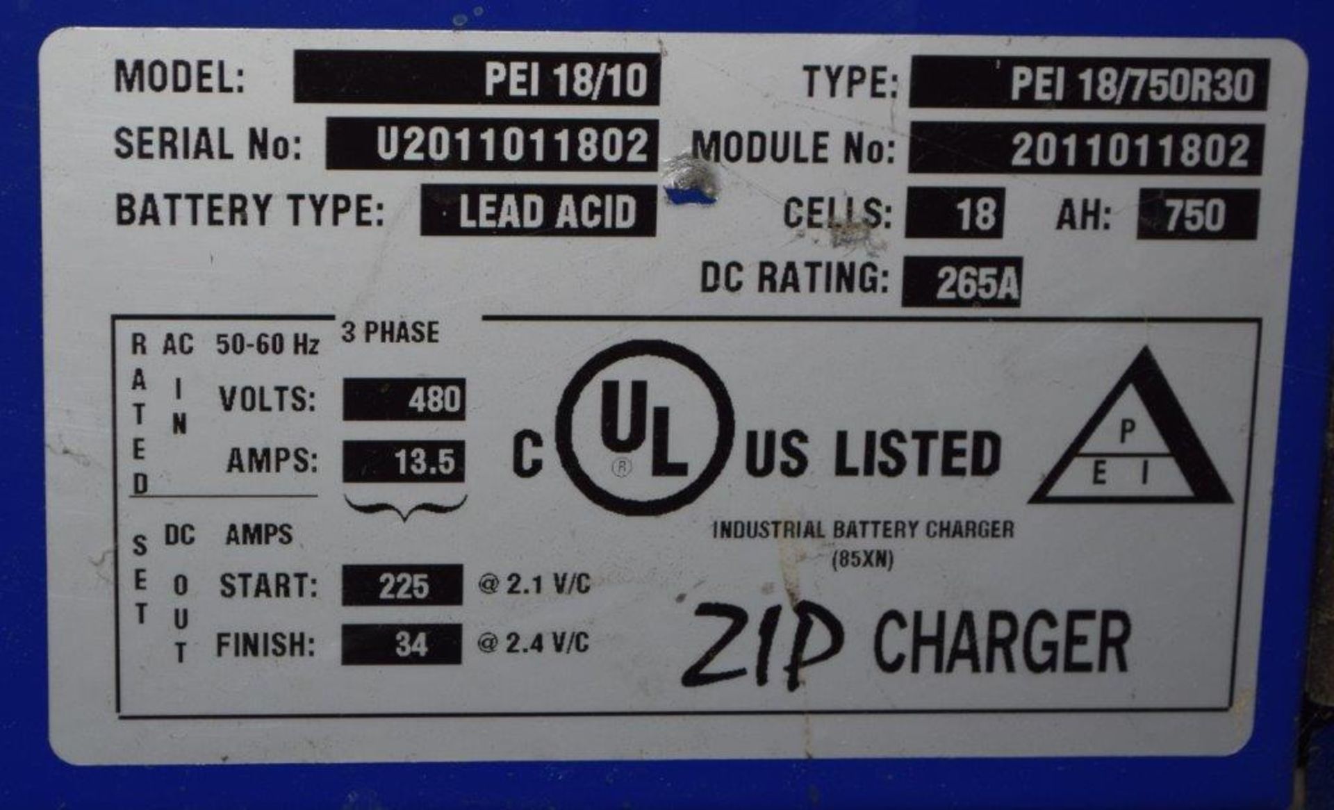 (1) Stanbury Electrical Engineering 36 Volt Battery Charger, Model PEI 18/10, Type PEI 18/750R30, Se - Image 3 of 3