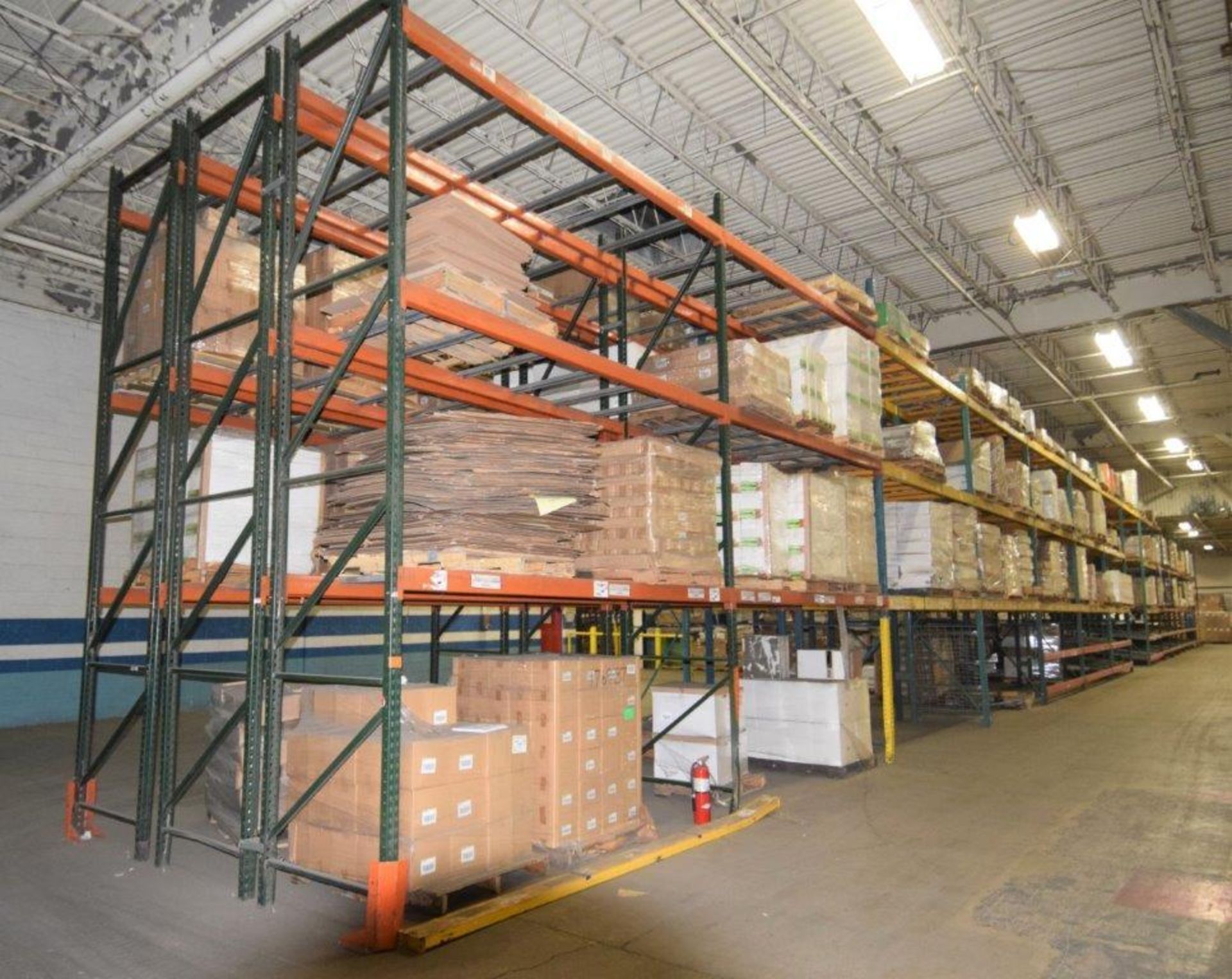 Lot Of 42" Deep Teardrop Pallet Racking Consisting Of: (51) 17' tall uprights, (164) 156" wide, (140