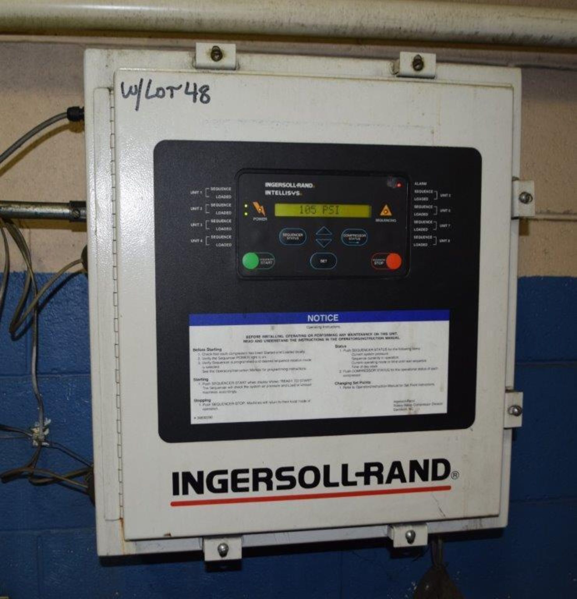 (1) Ingersoll-Rand SSR Rotary Screw Compressor, Model EP100A/C, Serial# F16604U96118, 100HP, 446 CFM - Image 6 of 8