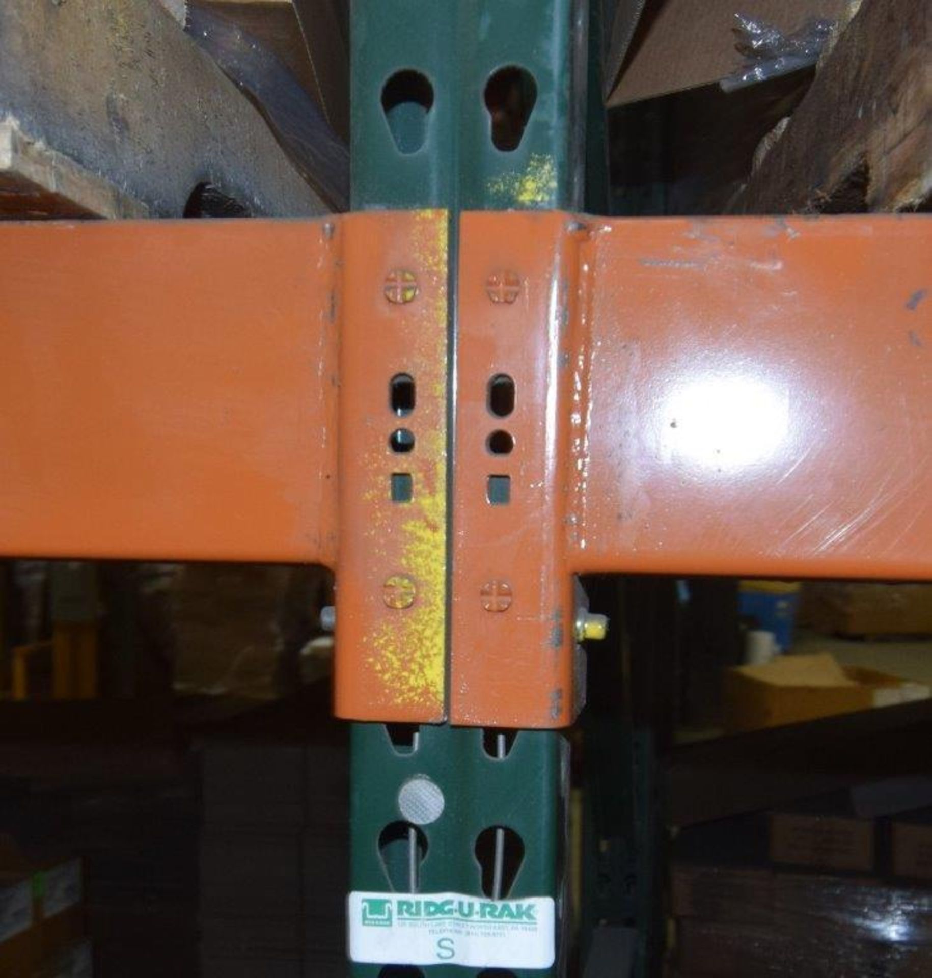 Lot Of 42" Deep Teardrop Pallet Racking Consisting Of: (28) 17' tall uprights, (120) 136" wide, (24) - Image 4 of 6