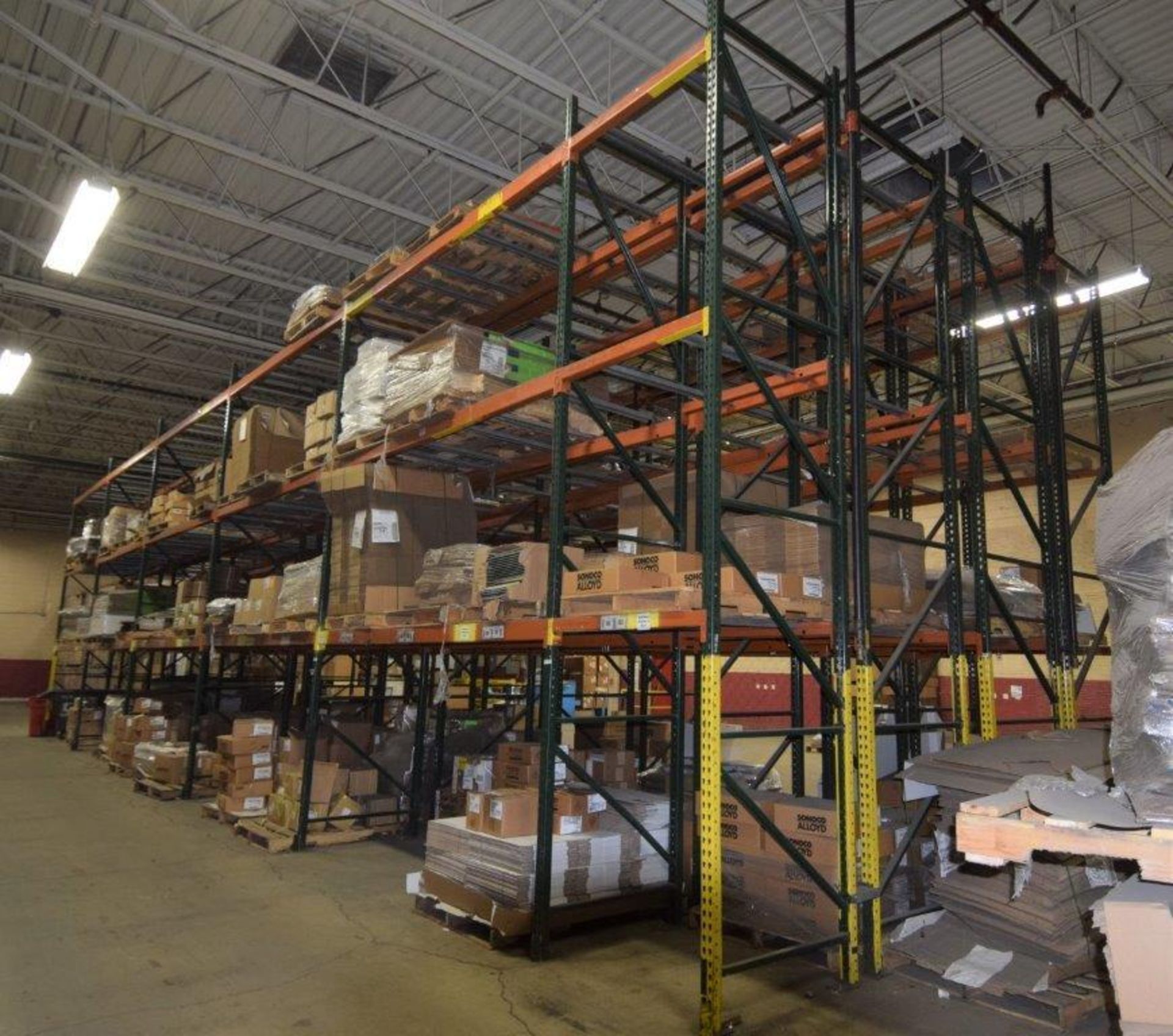 Lot Of 42" Deep Teardrop Pallet Racking Consisting Of: (28) 17' tall uprights, (120) 136" wide, (24) - Image 6 of 6