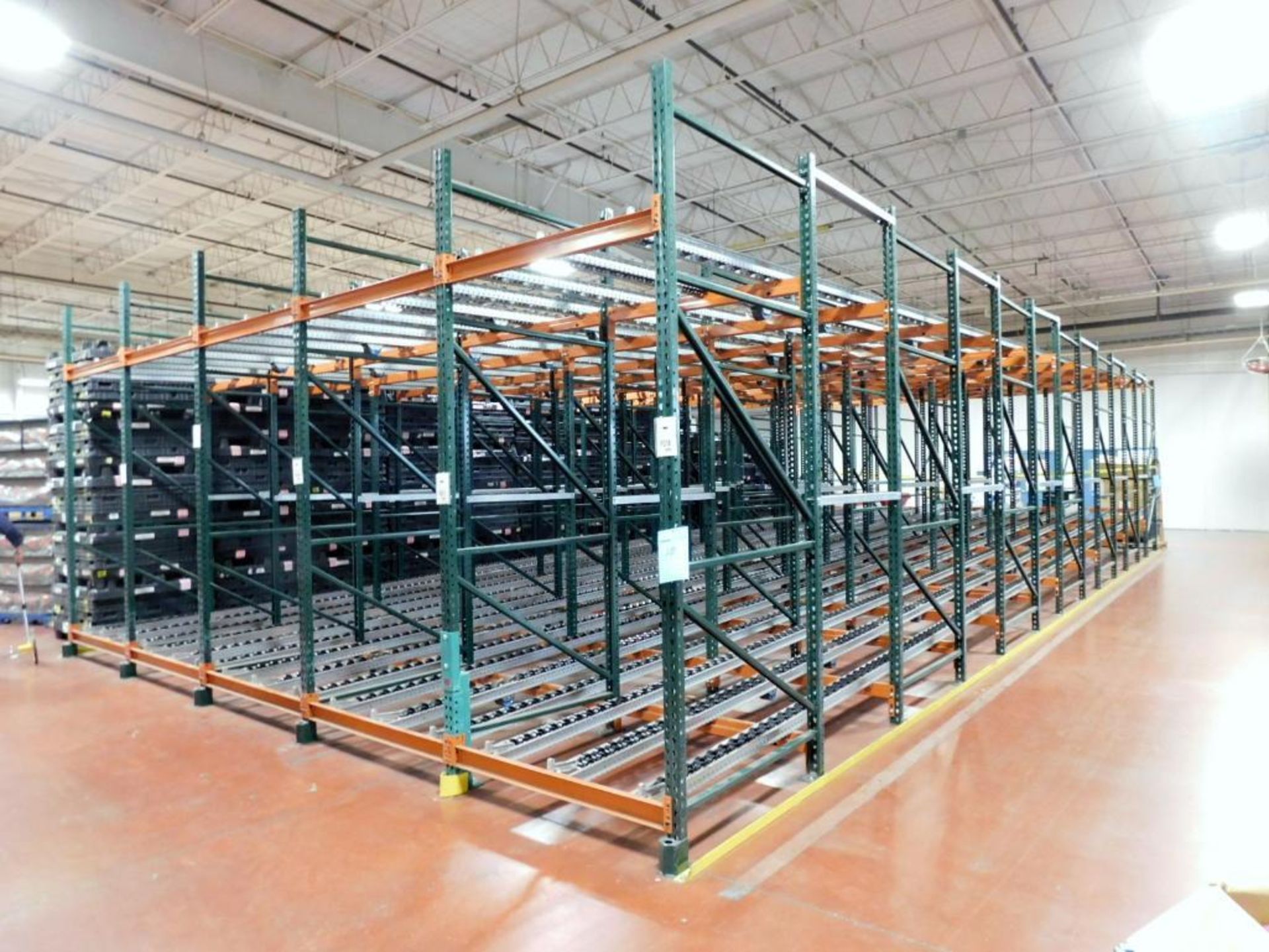 Flow Type Roller Conveyor Pallet Racking, Approximate 24' x 60' x 11'. (NO CONTENTS)