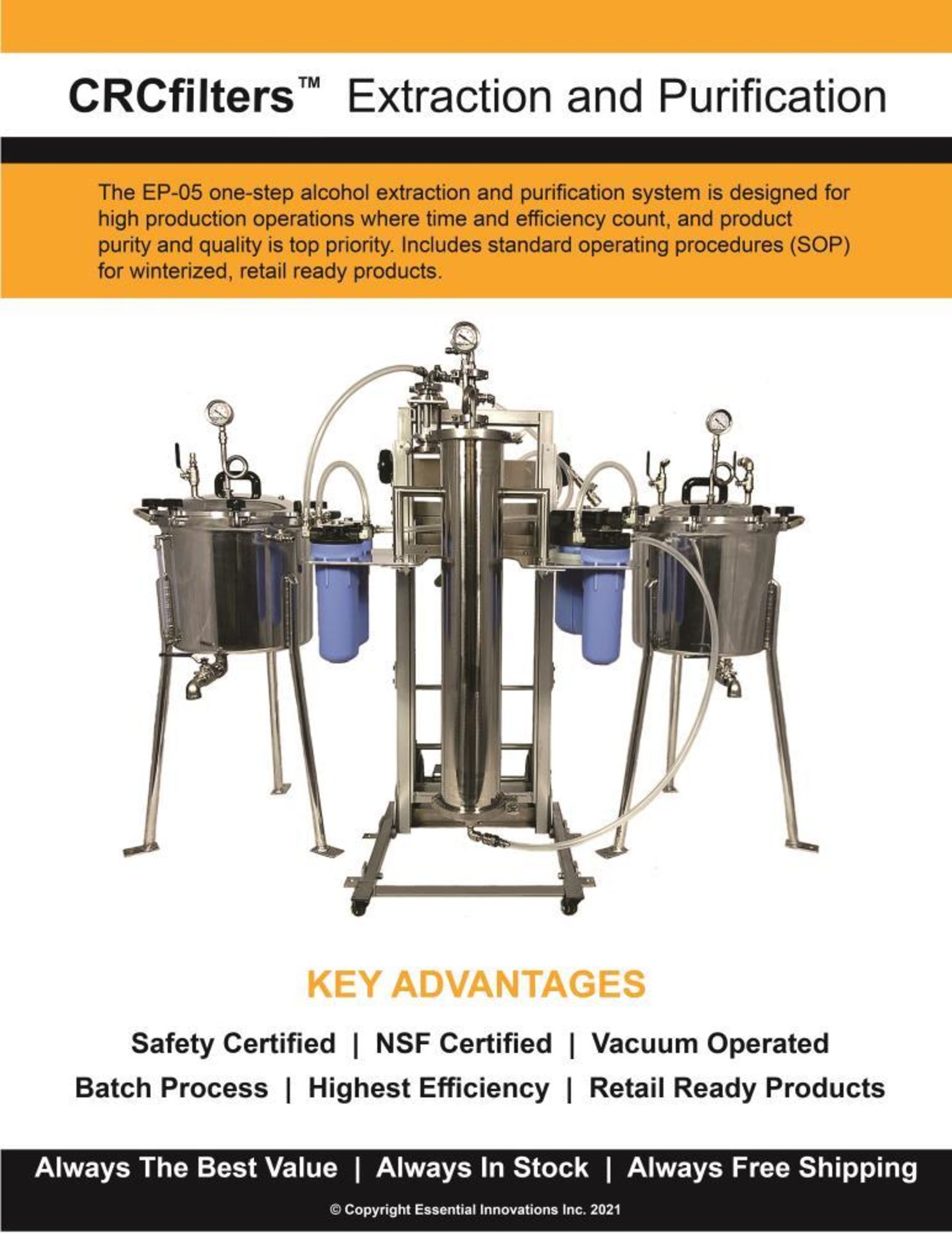 Essential Innovations CRC Fiters EP-05 Ethanol Extraction & Purification System - Image 4 of 5