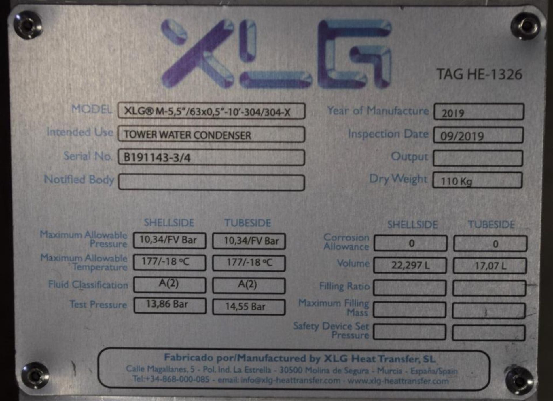 UNUSED XLG Shell & Tube Heat Exchanger - Image 5 of 5