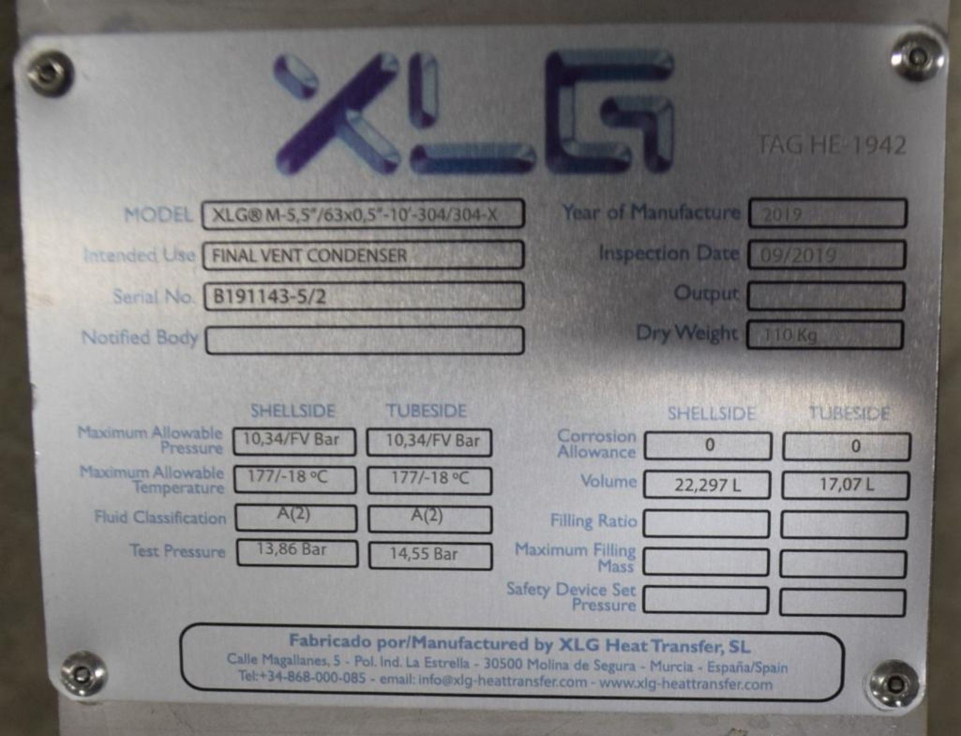 UNUSED XLG Shell & Tube Heat Exchanger - Image 6 of 6