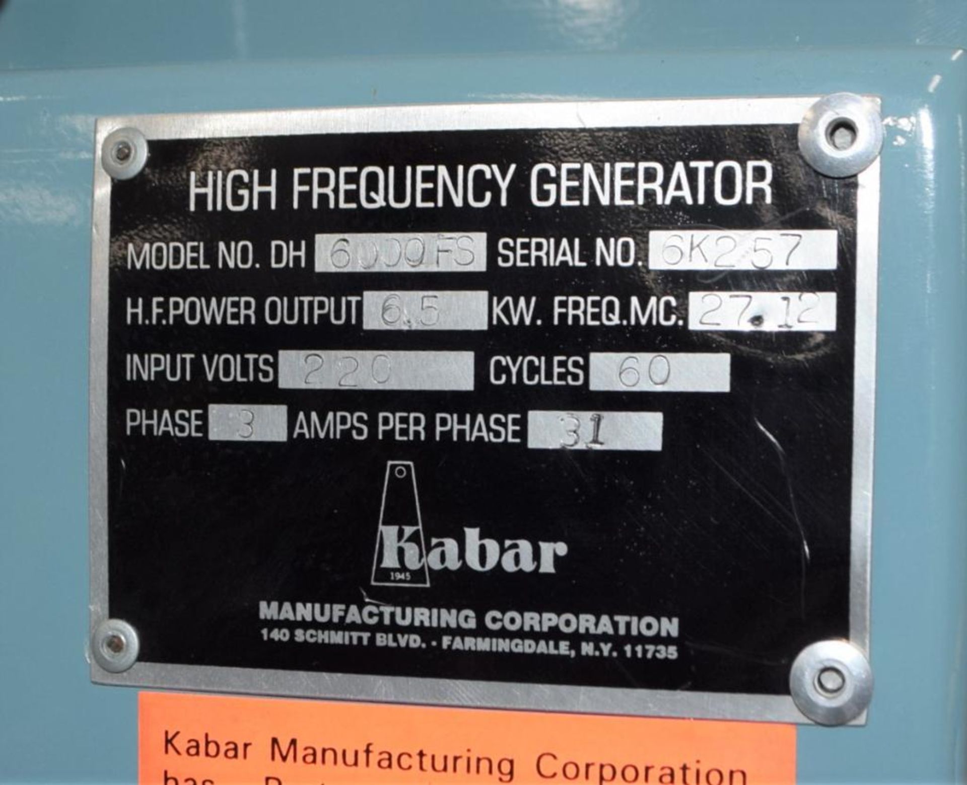 Kabar Manufacturing Radio Frequency Sealer/Press - Image 17 of 25