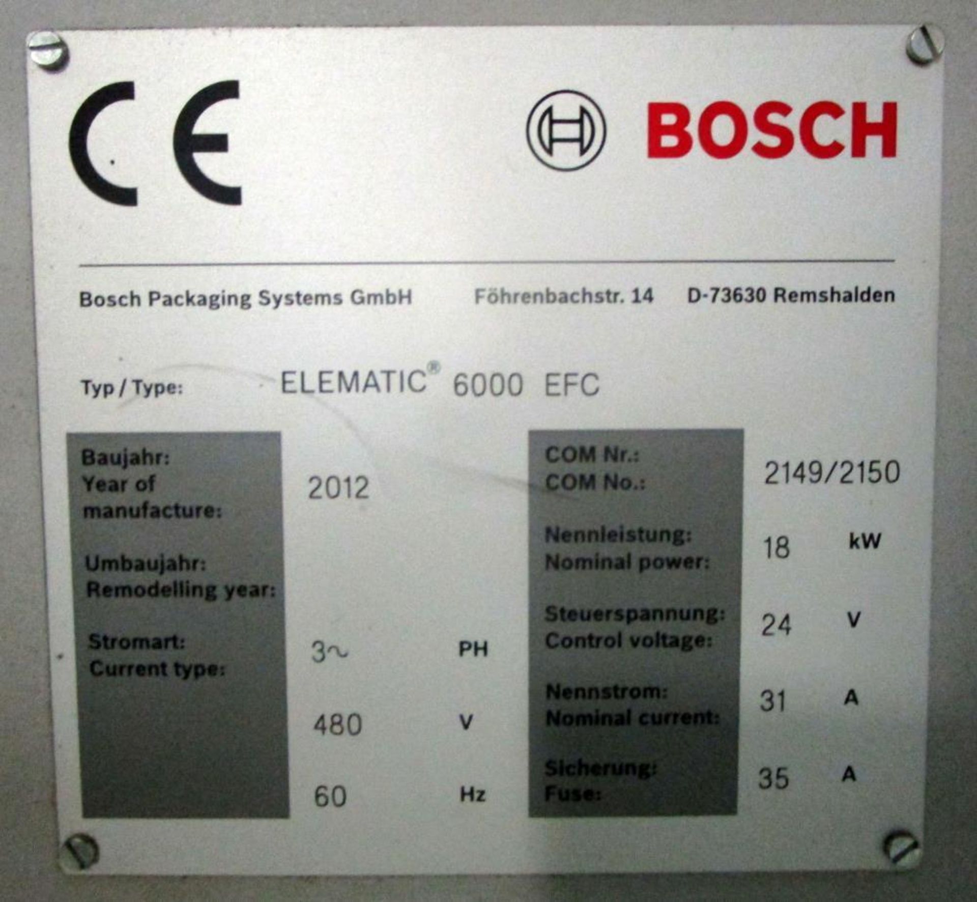 Bosch Triseal Carton Closer Model Elematic 6000 EFC - Image 7 of 27