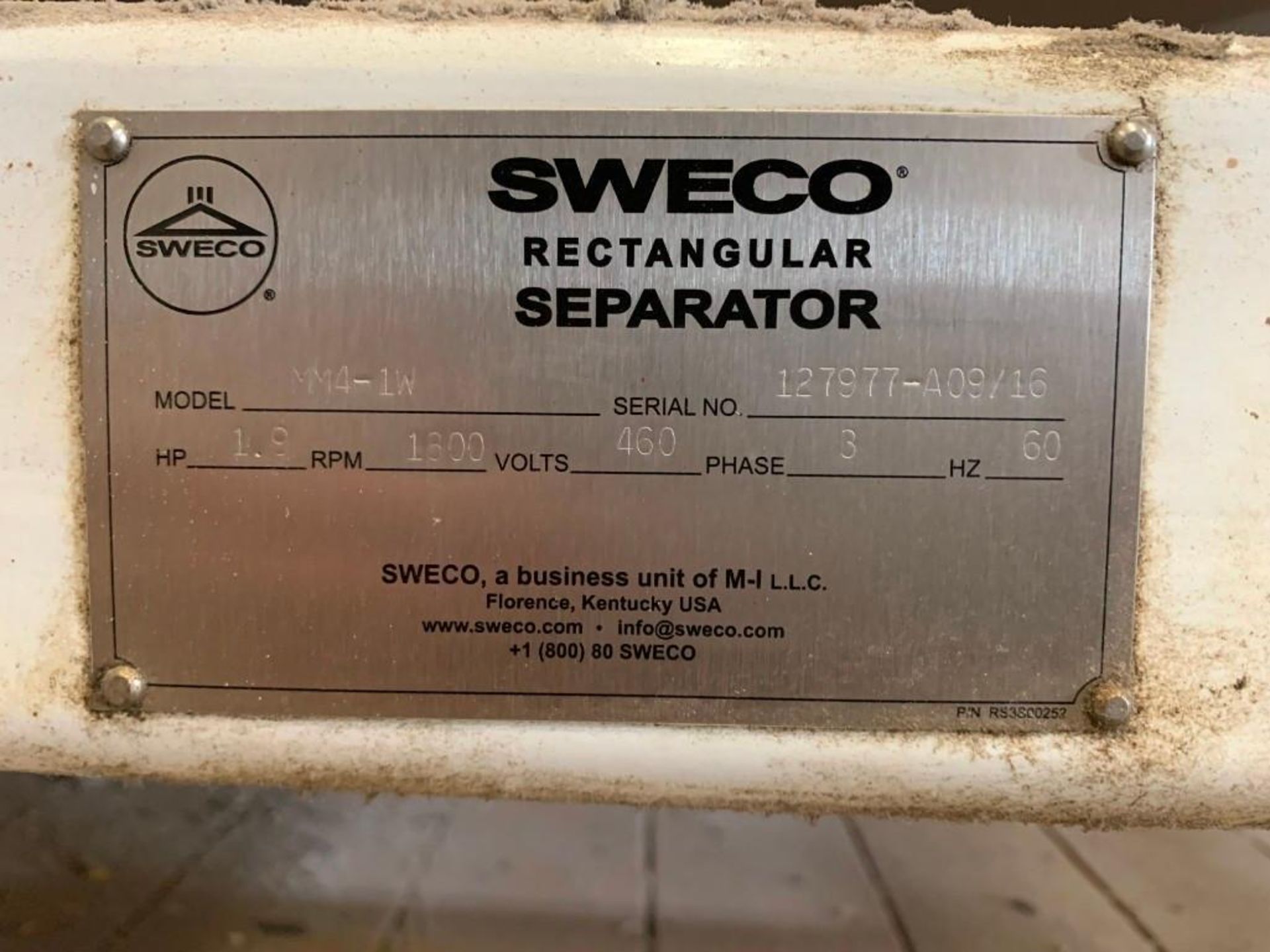 Sweco Rectangular Separator, Model MM4-1W. Stainless Steel. Serial Number 127977-A09/16, 460 Volt, 3 - Image 7 of 7