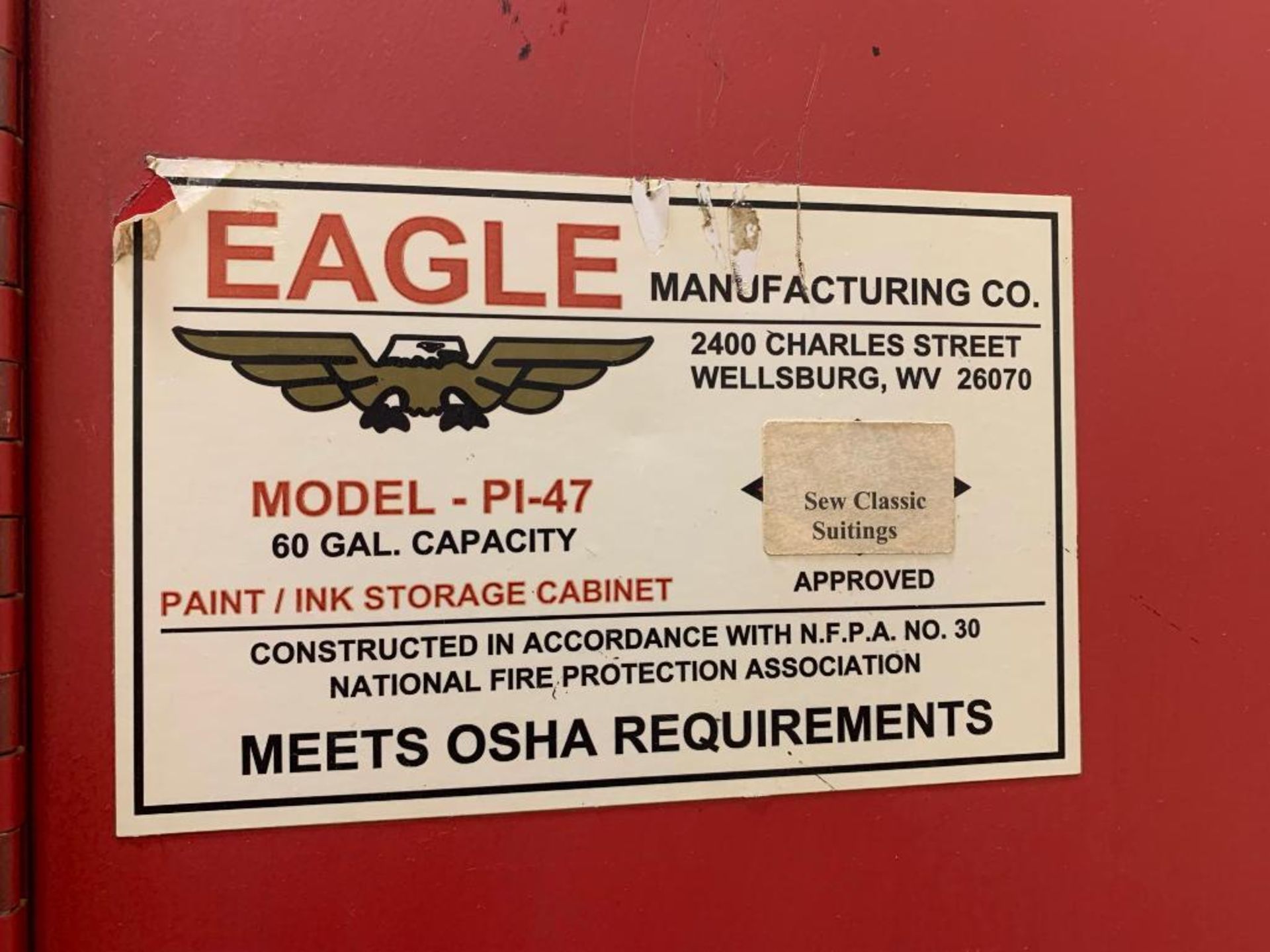 Eagle Fireproof Cabinet Model PI-47 - Image 2 of 2