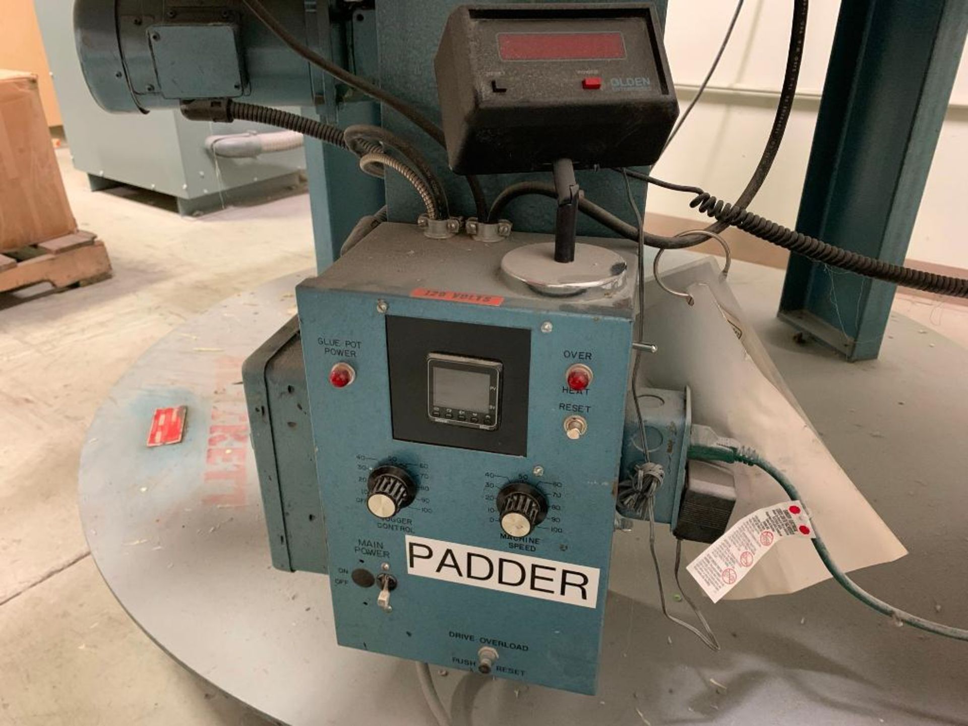 Brackett Padder Press Model CPM2D, S/N 389266A, with Dayton Powered Conveyor, Spare Parts, and Padde - Image 7 of 10