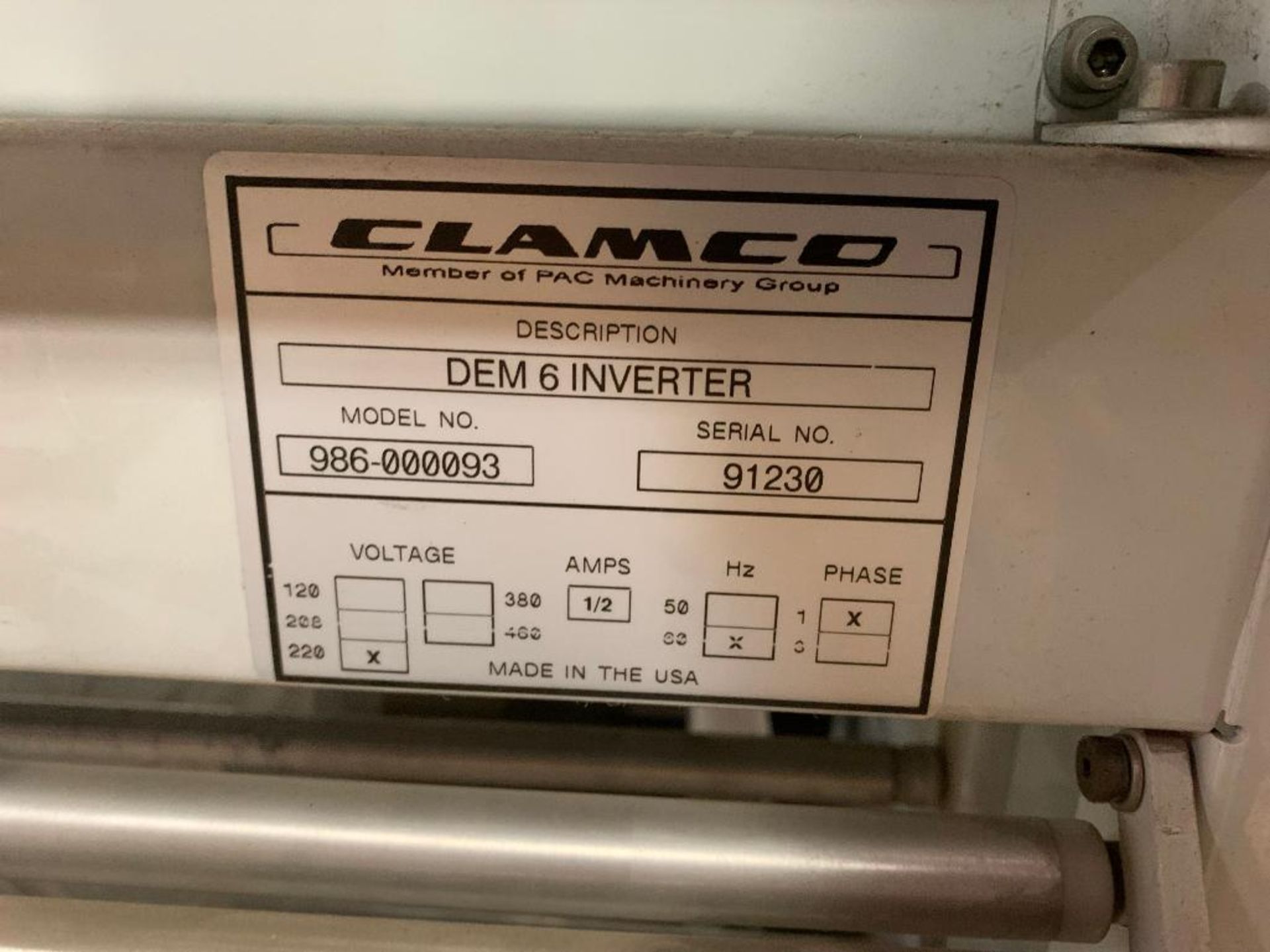 2014 Clamco DEM 6 Combo Semi-Automatic Heat Sealer, Tunnel, and Inverter System Model 986-000046, S/ - Image 8 of 8