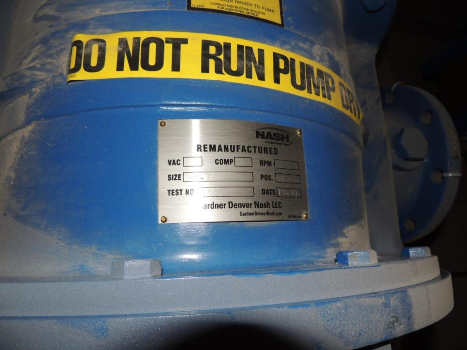 NASH COMPRESSOR PUMP MODEL HC-7, R/H ROTATION (Building T2) - Image 5 of 10