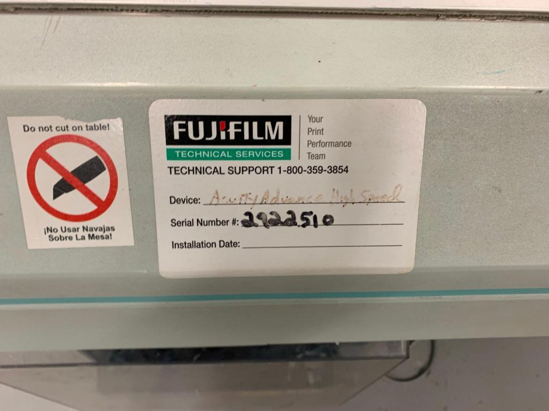 FujiFilm Acuity Advanced HS Wide Format UV Inkjet Printer, S/N 2922510 (2010) - Image 2 of 7