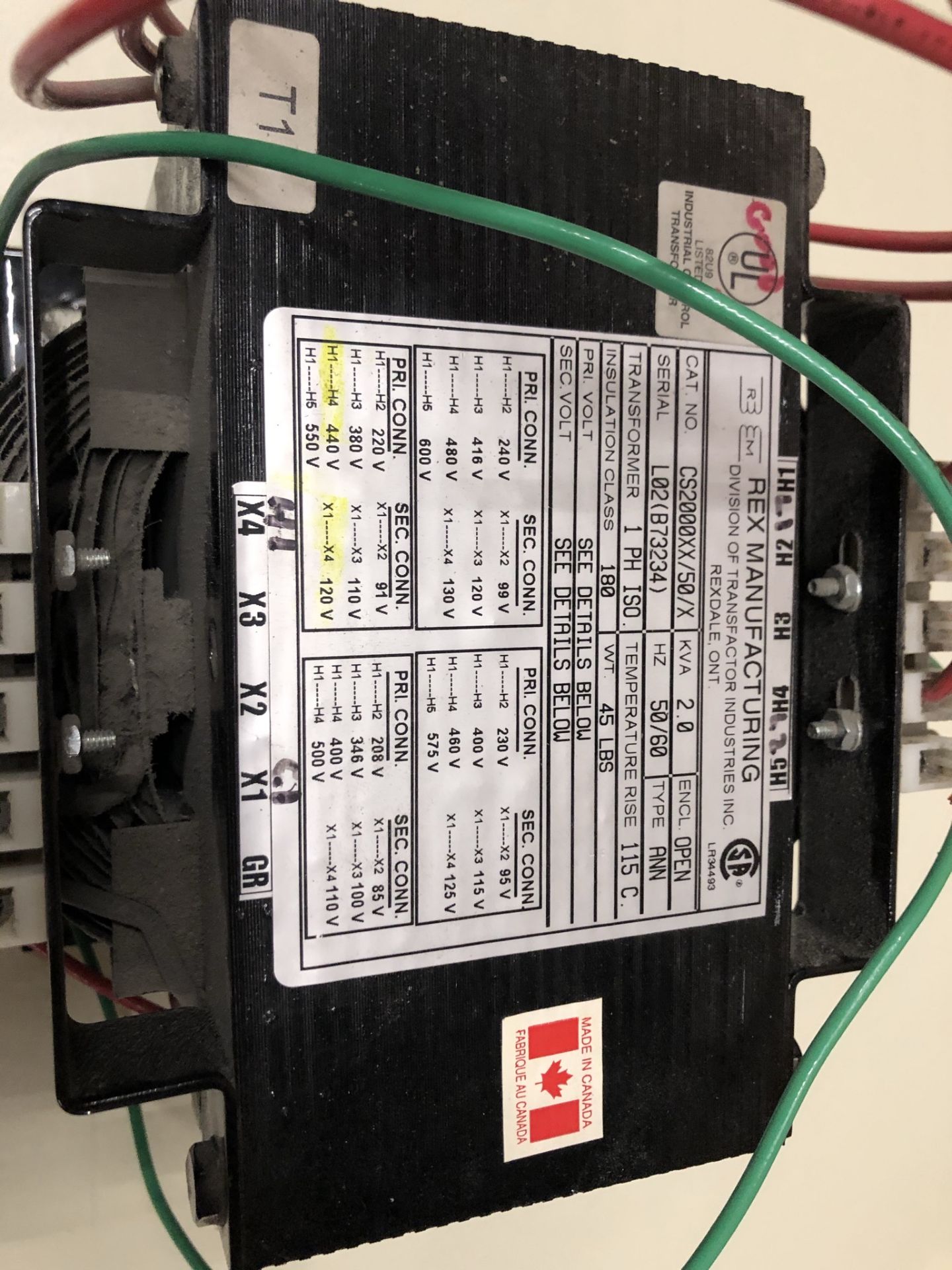 Rex Manufacturing 2 KVA Transformer, 440V - 120V - Image 6 of 7