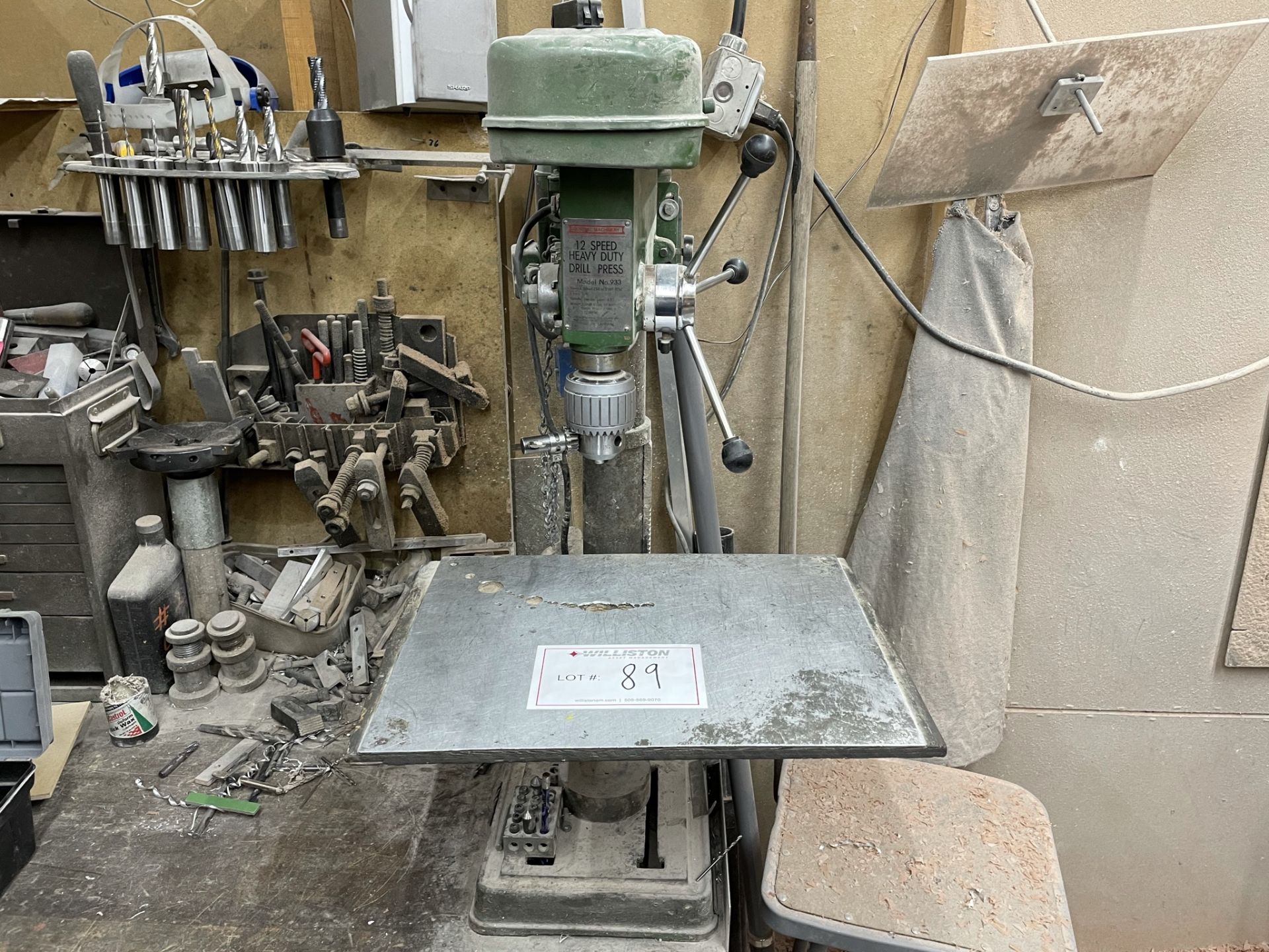 Central Machine Drill Press - Model 933 / 6” Throat / 1/4HP / 18” x 13” Sub-Table / 12” Round Table