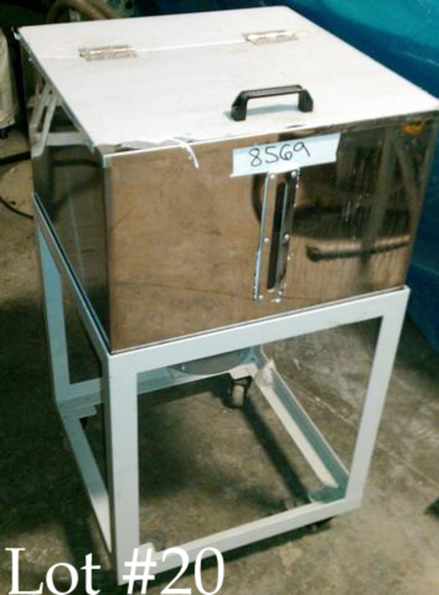 Stainless Material Bin on Portable Stand