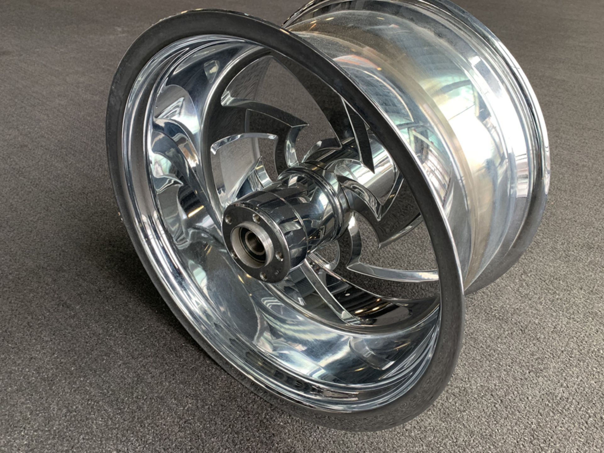 Custom Chrome Motorcycle Rim, 19"x11" - Image 2 of 4