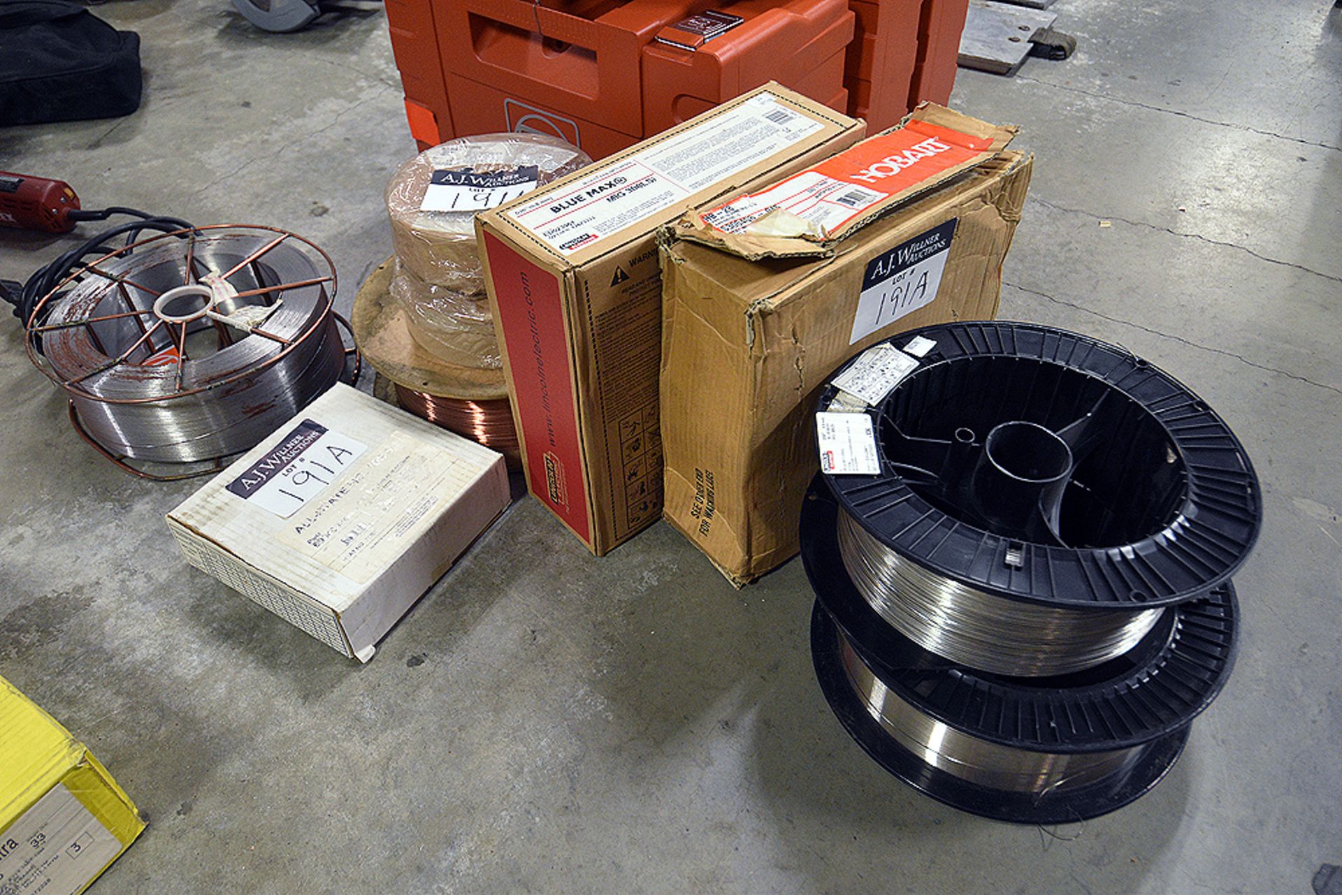 {LOT} 9 Spools of Ass't Weld Wire: Hobart, Lincoln Electric