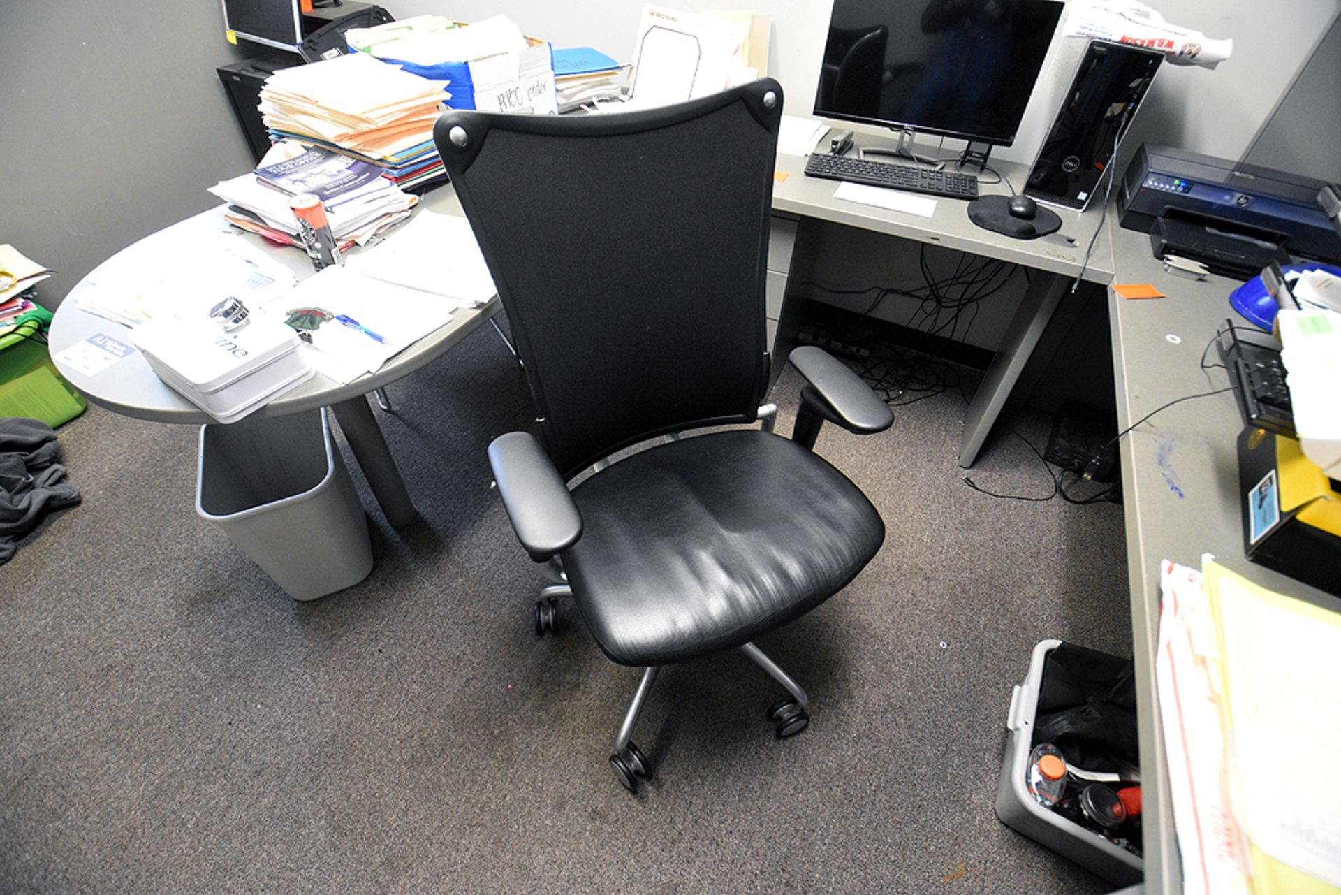 {LOT} U-Shape Office Desk w/ Leather Chair etc. - Image 3 of 5